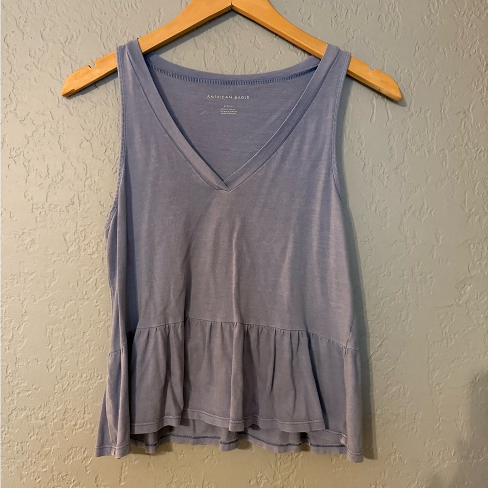 American Eagle Outfitters Blue Peplum Tank Top